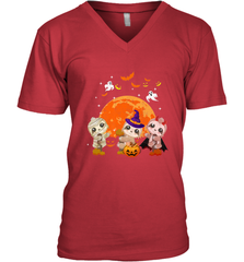 Three Sloths Halloween T shirt Mummy Pumpkin Moon Men's V-Neck Men's V-Neck - HHHstores