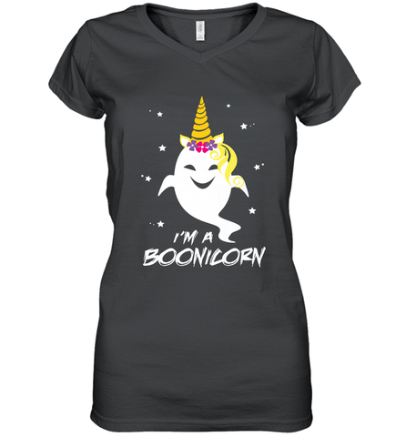 I'm A Boonicorn Cute Halloween Unicorn Boo Ghost Women's V-Neck T-Shirt Women's V-Neck T-Shirt / Black / S Women's V-Neck T-Shirt - HHHstores