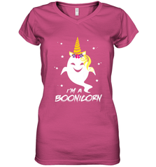 I'm A Boonicorn Cute Halloween Unicorn Boo Ghost Women's V-Neck T-Shirt Women's V-Neck T-Shirt - HHHstores