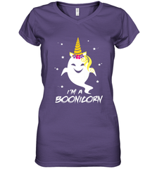 I'm A Boonicorn Cute Halloween Unicorn Boo Ghost Women's V-Neck T-Shirt Women's V-Neck T-Shirt - HHHstores