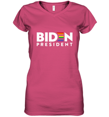 Joseph Biden For President T Shirt_ LGBT Gay Pride Rainbow Women's V-Neck T-Shirt Women's V-Neck T-Shirt - HHHstores