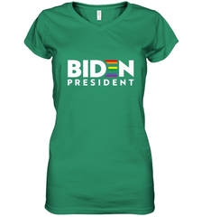 Joseph Biden For President T Shirt_ LGBT Gay Pride Rainbow Women's V-Neck T-Shirt Women's V-Neck T-Shirt - HHHstores