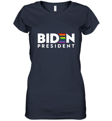 Joseph Biden For President T Shirt_ LGBT Gay Pride Rainbow Women's V-Neck T-Shirt Women's V-Neck T-Shirt - HHHstores