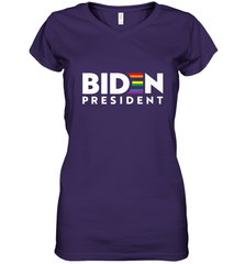 Joseph Biden For President T Shirt_ LGBT Gay Pride Rainbow Women's V-Neck T-Shirt Women's V-Neck T-Shirt - HHHstores