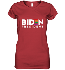 Joseph Biden For President T Shirt_ LGBT Gay Pride Rainbow Women's V-Neck T-Shirt Women's V-Neck T-Shirt - HHHstores