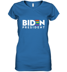 Joseph Biden For President T Shirt_ LGBT Gay Pride Rainbow Women's V-Neck T-Shirt Women's V-Neck T-Shirt - HHHstores