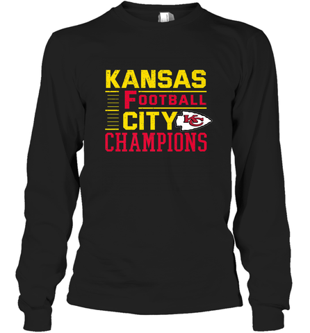 Kansas City Football Champions Vintage KC Distressed Gift Long Sleeve T-Shirt Long Sleeve T-Shirt / Black / S Long Sleeve T-Shirt - HHHstores