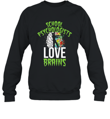School Psychologists Love Brains Halloween Teacher Crewneck Sweatshirt Crewneck Sweatshirt - HHHstores