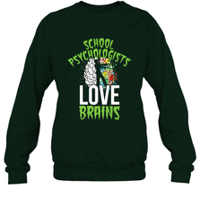School Psychologists Love Brains Halloween Teacher Crewneck Sweatshirt Crewneck Sweatshirt - HHHstores