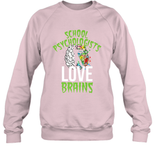 School Psychologists Love Brains Halloween Teacher Crewneck Sweatshirt Crewneck Sweatshirt - HHHstores