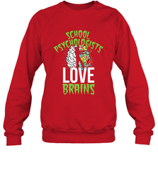School Psychologists Love Brains Halloween Teacher Crewneck Sweatshirt Crewneck Sweatshirt - HHHstores