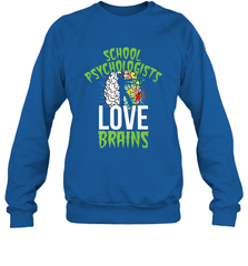 School Psychologists Love Brains Halloween Teacher Crewneck Sweatshirt Crewneck Sweatshirt - HHHstores
