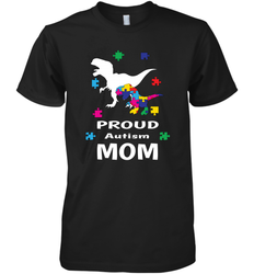 Proud Autism Mom T Rex Dinosaur Autism Awareness Men's Premium T-Shirt