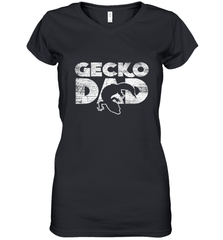 Vintage Gecko Dad  Animal Daddy Fathers Day Gecko Women's V-Neck T-Shirt Women's V-Neck T-Shirt - HHHstores