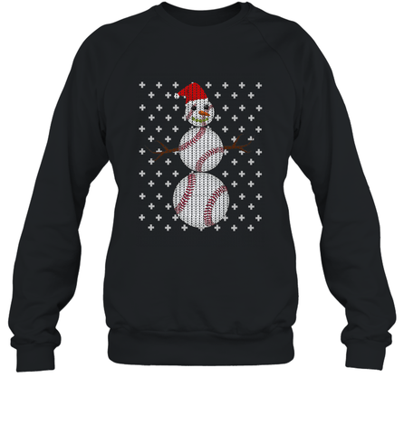 UGLY CHRISTMAS Baseball Snowman Holiday Santa Funny Men Gift Crewneck Sweatshirt Crewneck Sweatshirt / Black / S Crewneck Sweatshirt - HHHstores