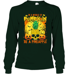 In A World Of Pumpkin Be A Pineapple Skull Halloween Funny Long Sleeve T-Shirt Long Sleeve T-Shirt - HHHstores