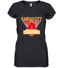 Kansas City Old School Football _ The City Of Champions LIV Women's V-Neck T-Shirt Women's V-Neck T-Shirt - HHHstores