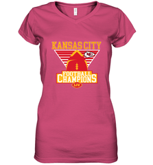 Kansas City Old School Football _ The City Of Champions LIV Women's V-Neck T-Shirt Women's V-Neck T-Shirt - HHHstores
