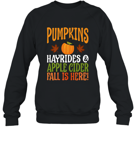 Pumpkins Hayrides Apple Cider Fall Love Halloween Gift Crewneck Sweatshirt Crewneck Sweatshirt / Black / S Crewneck Sweatshirt - HHHstores