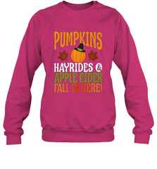 Pumpkins Hayrides Apple Cider Fall Love Halloween Gift Crewneck Sweatshirt Crewneck Sweatshirt - HHHstores