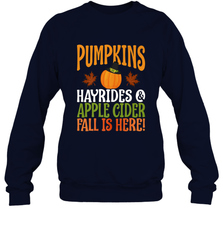 Pumpkins Hayrides Apple Cider Fall Love Halloween Gift Crewneck Sweatshirt Crewneck Sweatshirt - HHHstores