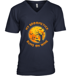 My Broomstick Runs On Wine Funny Halloween Costume Witch Men's V-Neck