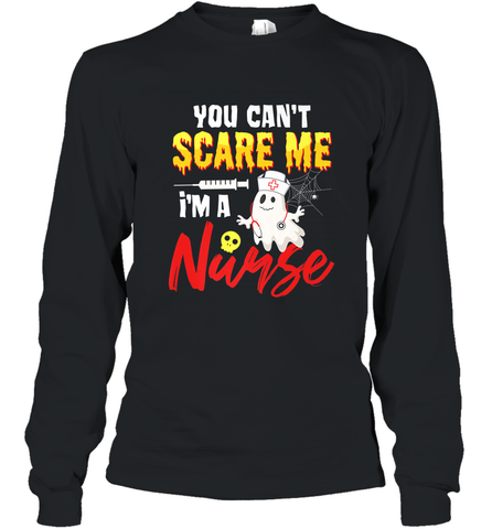 You Can't Scare Me I'm A Nurse Funny Halloween Witch Hat Long Sleeve T-Shirt Long Sleeve T-Shirt / Black / S Long Sleeve T-Shirt - HHHstores