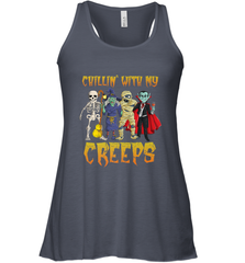 Chillin With My Creeps Vampire Halloween Skeleton Witch Women's Racerback Tank Women's Racerback Tank - HHHstores