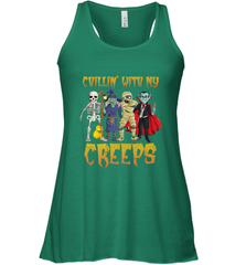 Chillin With My Creeps Vampire Halloween Skeleton Witch Women's Racerback Tank Women's Racerback Tank - HHHstores