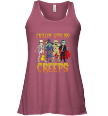 Chillin With My Creeps Vampire Halloween Skeleton Witch Women's Racerback Tank Women's Racerback Tank - HHHstores