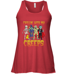 Chillin With My Creeps Vampire Halloween Skeleton Witch Women's Racerback Tank