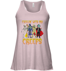 Chillin With My Creeps Vampire Halloween Skeleton Witch Women's Racerback Tank Women's Racerback Tank - HHHstores