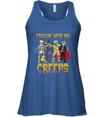 Chillin With My Creeps Vampire Halloween Skeleton Witch Women's Racerback Tank Women's Racerback Tank - HHHstores