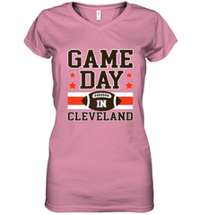 NFL Cleveland Game Day Football Home Team Colors Women's V-Neck T-Shirt Women's V-Neck T-Shirt - HHHstores