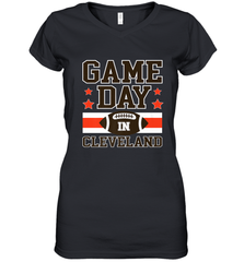 NFL Cleveland Game Day Football Home Team Colors Women's V-Neck T-Shirt Women's V-Neck T-Shirt - HHHstores