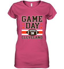 NFL Cleveland Game Day Football Home Team Colors Women's V-Neck T-Shirt Women's V-Neck T-Shirt - HHHstores