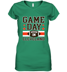 NFL Cleveland Game Day Football Home Team Colors Women's V-Neck T-Shirt Women's V-Neck T-Shirt - HHHstores