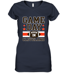 NFL Cleveland Game Day Football Home Team Colors Women's V-Neck T-Shirt