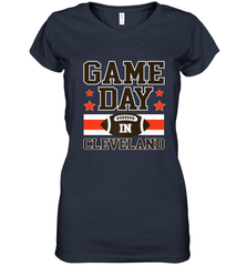 NFL Cleveland Game Day Football Home Team Colors Women's V-Neck T-Shirt Women's V-Neck T-Shirt - HHHstores