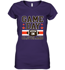 NFL Cleveland Game Day Football Home Team Colors Women's V-Neck T-Shirt Women's V-Neck T-Shirt - HHHstores
