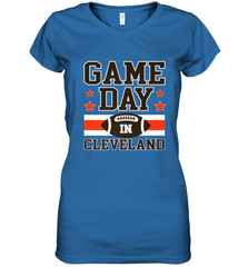 NFL Cleveland Game Day Football Home Team Colors Women's V-Neck T-Shirt Women's V-Neck T-Shirt - HHHstores