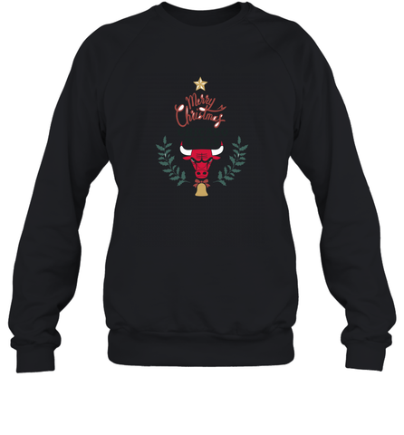 NBA Chicago Bulls Logo merry Christmas gilf Crewneck Sweatshirt Crewneck Sweatshirt / Black / S Crewneck Sweatshirt - HHHstores