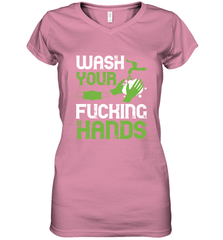 Wash your fucking hands01 01 Women's V-Neck T-Shirt Women's V-Neck T-Shirt - HHHstores