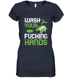 Wash your fucking hands01 01 Women's V-Neck T-Shirt