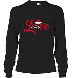 NFL Seattle Seahawks Logo Christmas Santa Hat Love Heart Football Team Long Sleeve T-Shirt
