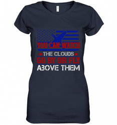 You can watch the clouds go by or fly above them 01 Women's V-Neck T-Shirt