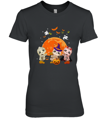 Three Sloths Halloween T shirt Mummy Pumpkin Moon Women's Premium T-Shirt Women's Premium T-Shirt / Black / XS Women's Premium T-Shirt - HHHstores