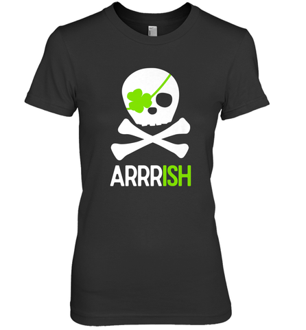 St. Patricks Day Irish Pirate Skull and Cross bones Women's Premium T-Shirt Women's Premium T-Shirt / Black / XS Women's Premium T-Shirt - HHHstores