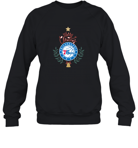 NBA Philadelphia 76ers Logo merry Christmas gilf Crewneck Sweatshirt Crewneck Sweatshirt / Black / S Crewneck Sweatshirt - HHHstores
