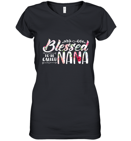 Blessed to be called Nana Women's V-Neck T-Shirt Women's V-Neck T-Shirt / Black / S Women's V-Neck T-Shirt - HHHstores